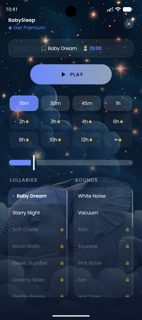 Baby Sleep App with Lullabies and White Noise