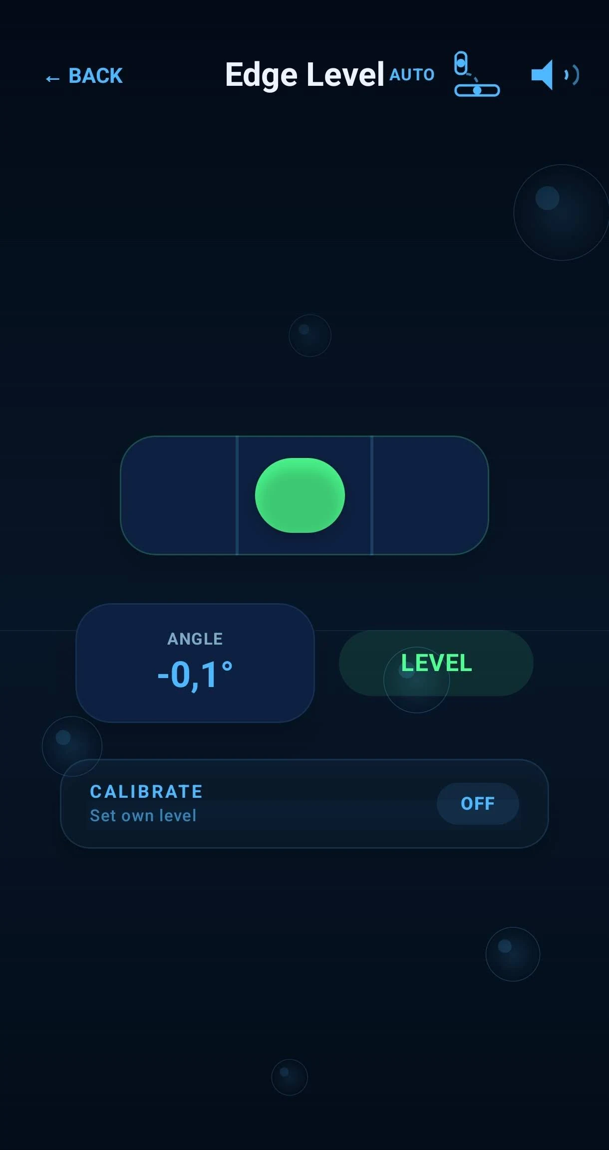 Bubble Level app screenshot showing a spirit level tool on an Android phone