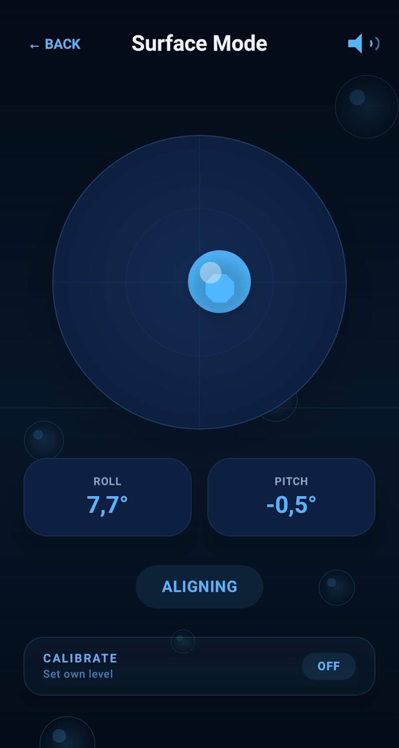Bubble Level screenshot showing Surface Level mode for flat surfaces