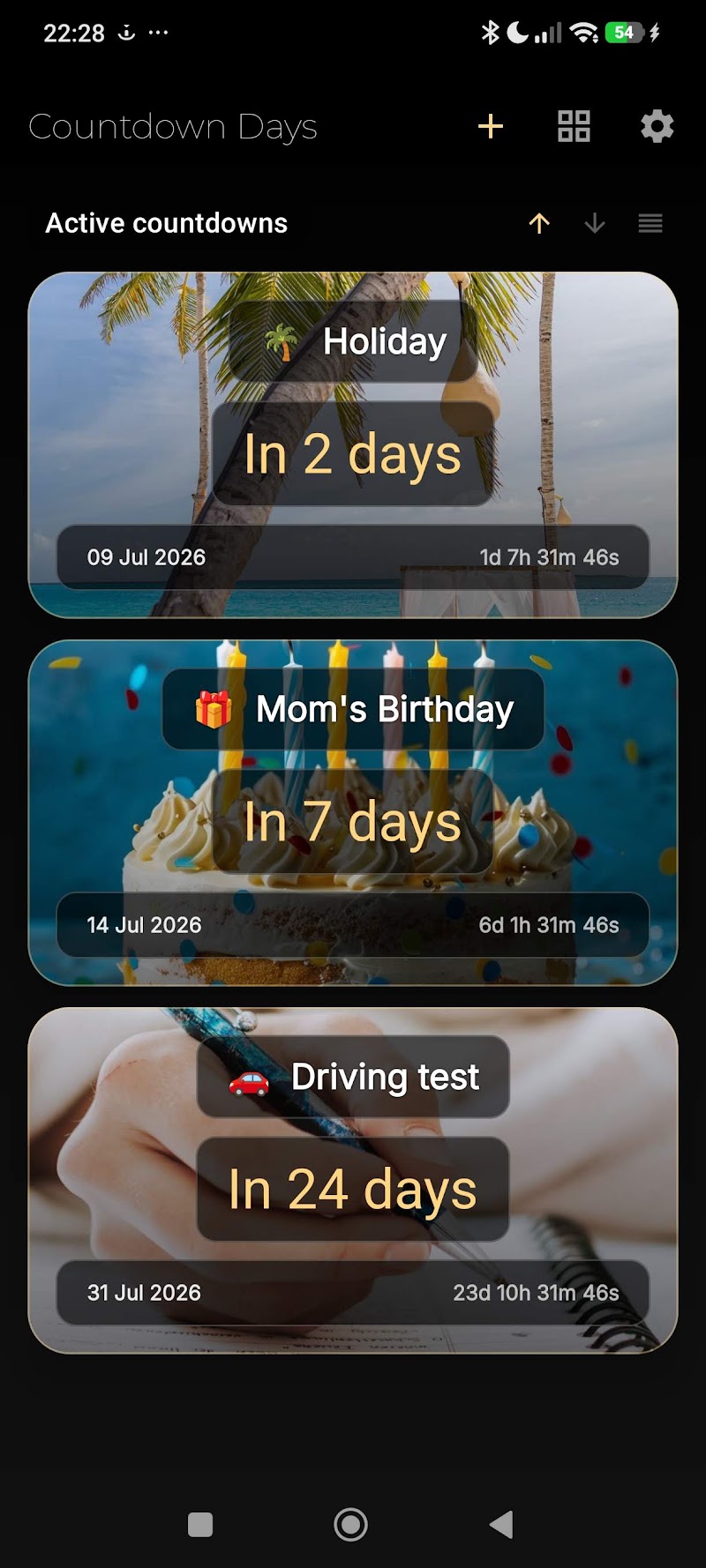 Countdown Days screenshot of the home screen widget