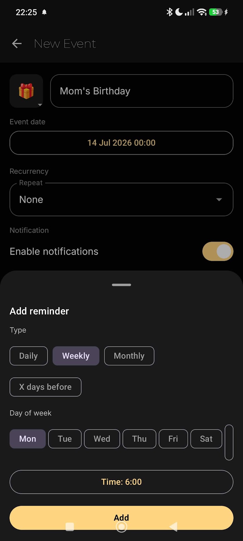 Countdown Days & Notification app logo and tagline by MaslonLabs