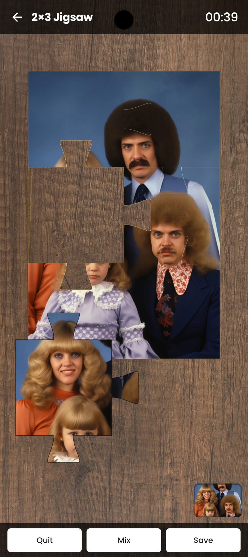 Photo Puzzle Maker screenshot showing custom puzzle difficulty options