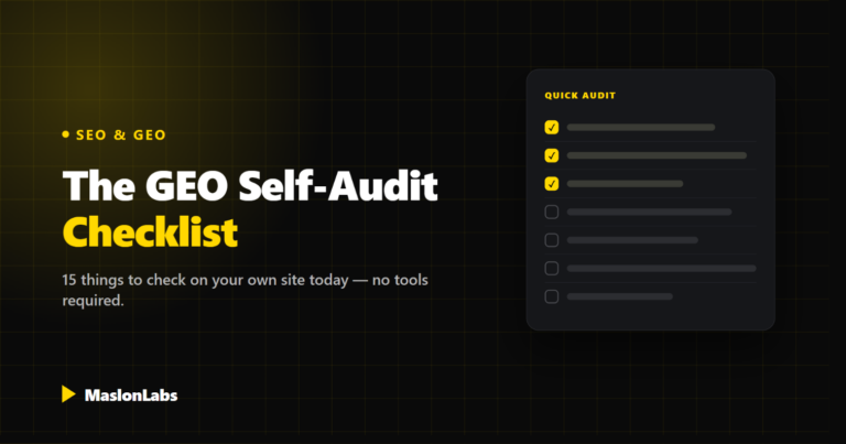 The GEO self-audit checklist cover image