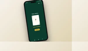 Mind Reader 21 Card Trick app running on an Android phone