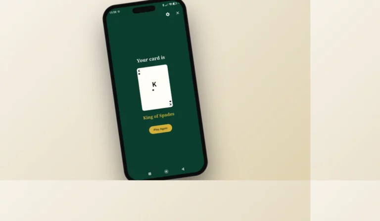 Mind Reader 21 Card Trick app running on an Android phone